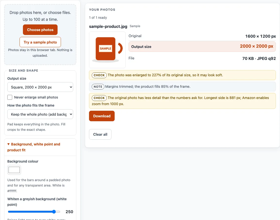 Amazon product image requirements example