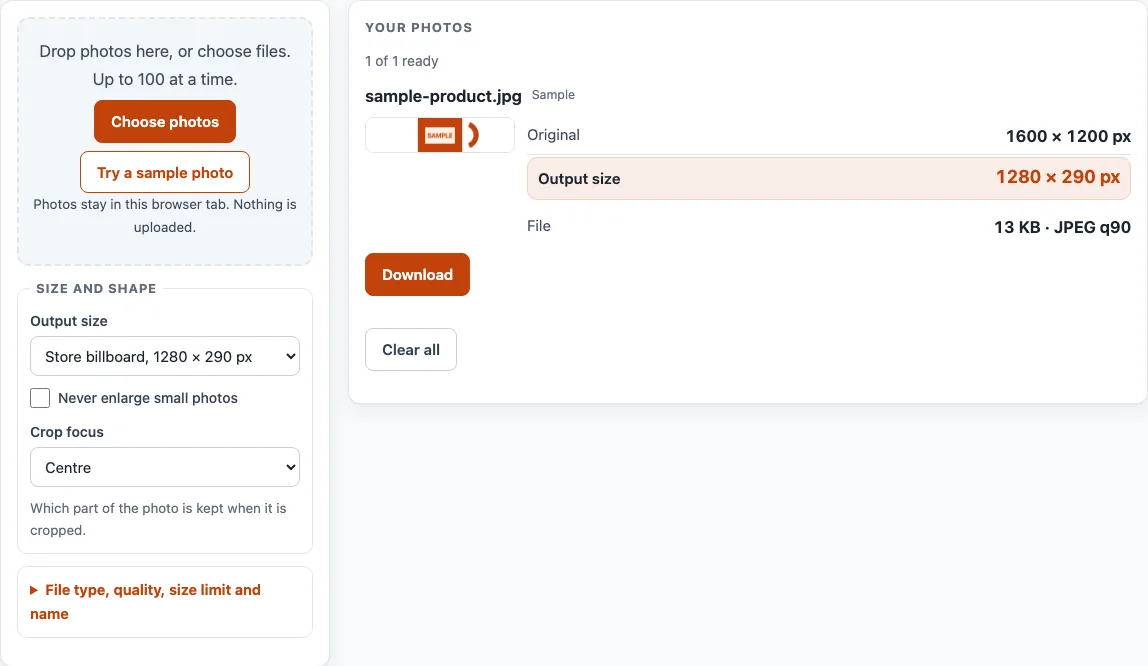 Ebay store banner size example