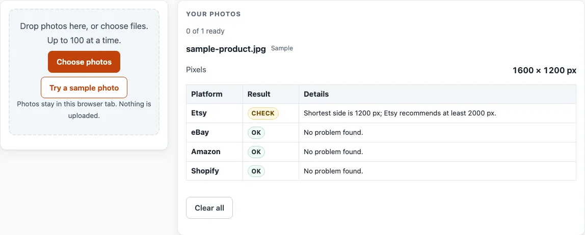 Listing photo checker example