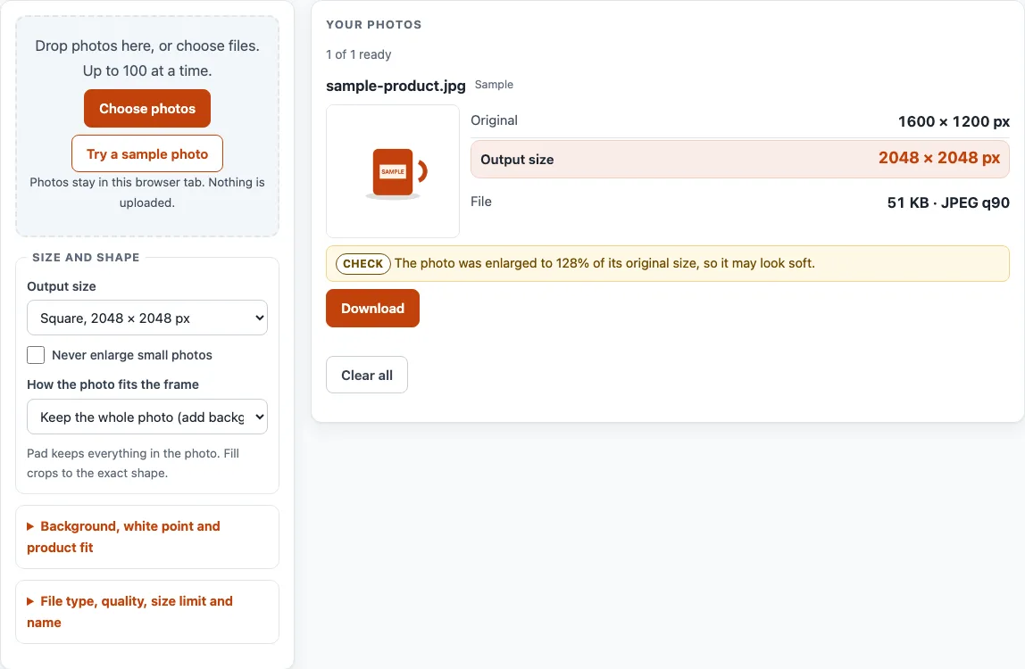 Shopify product image size example